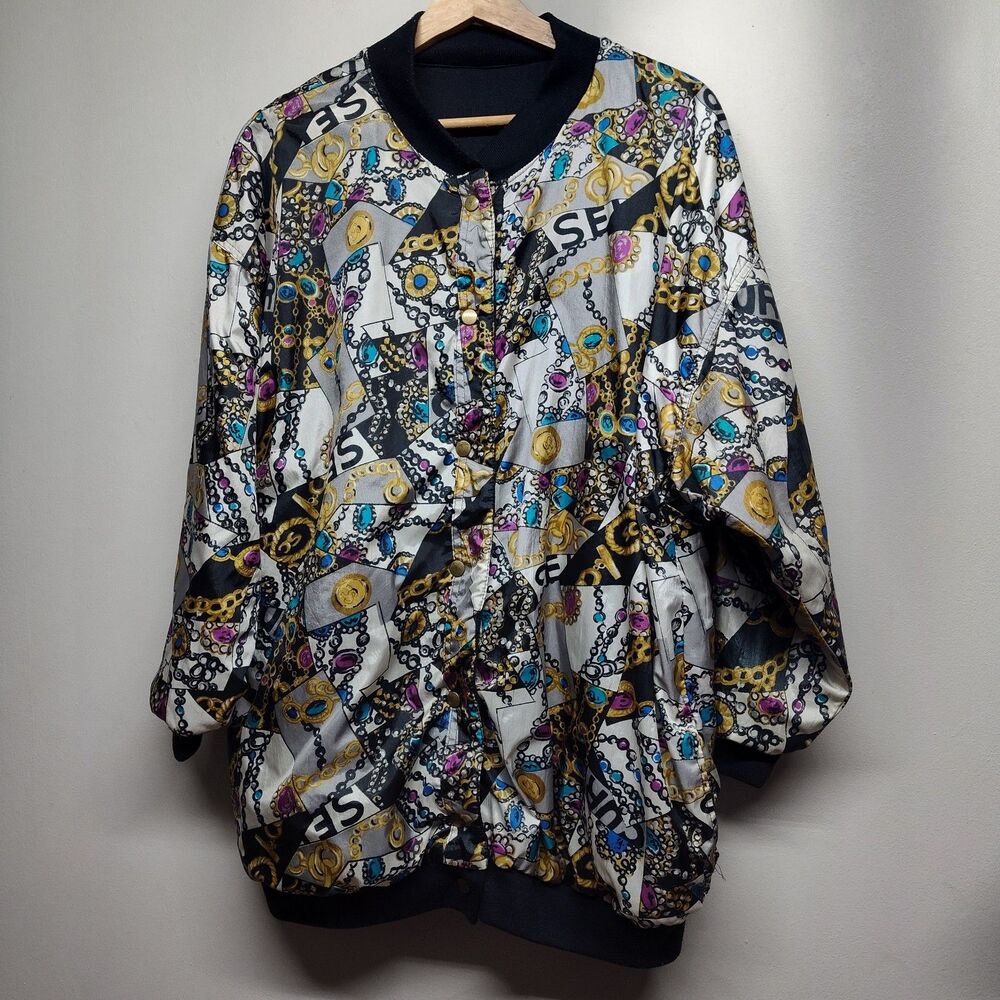 Be In The Current Seen Puffer Jacket Women OS Black Reversible Vintage Retro 90s